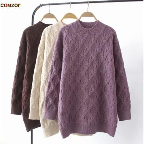 Plus Size Women Pullover Sweaters Long Sleeve Autumn Winter Korean Fashion Knitted Tops Clothes Thick Sueters De Mujer 2XL-4XL