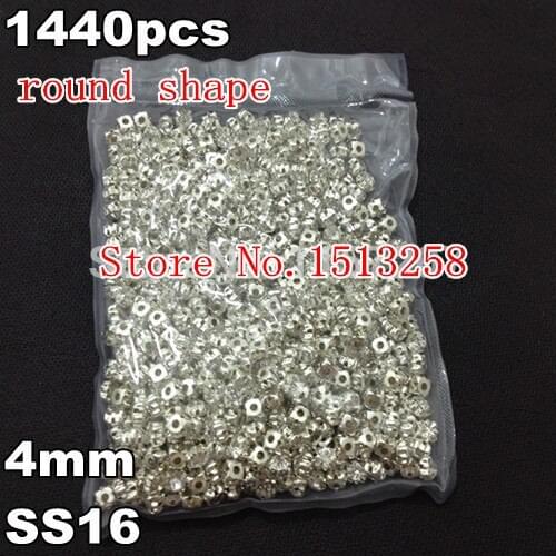 1440pcs 4mm SS16 Crystal Clear sew on rhinestones with 4 holes claw