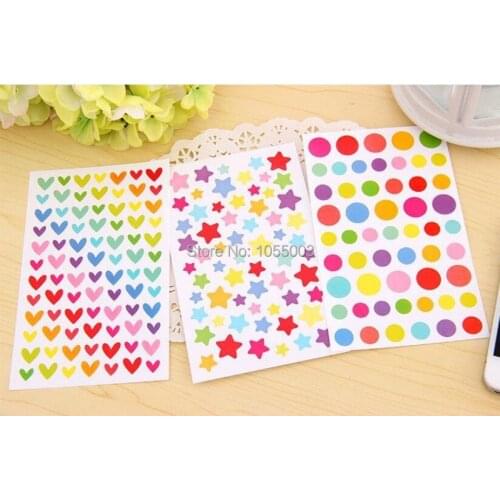 18sheet/LOT Colorful sticker heart star circly DIY Scrapbook Diary Photo Album Wedding Decoration Sticker Kawaii Stationery