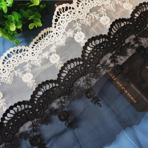 19Yards Flower Mesh Cotton Embroidery Lace Ribbon Dress Decoration Garment Material Needlework Sewing Accessories Width 13cm 184