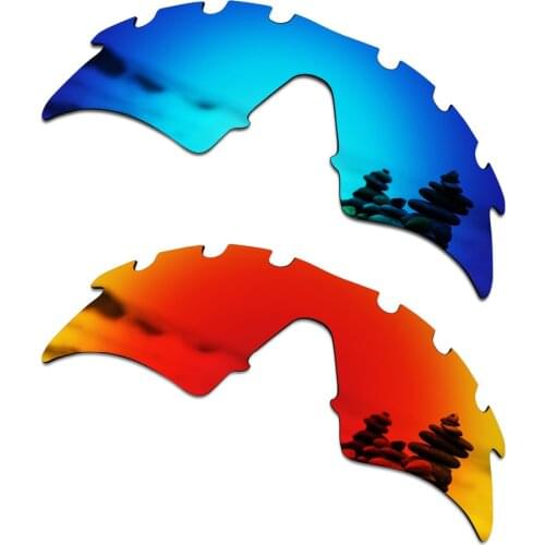 SmartVLT 2 PCS Polarized Sunglasses Replacement Lenses for Oakley M Frame Sweep Vented Ice Blue and Fire Red