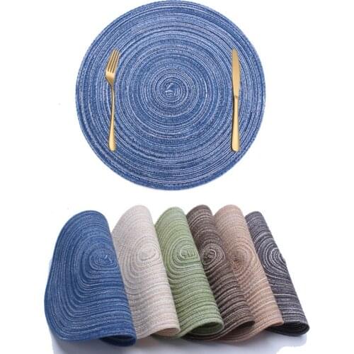 4pcs/set Round Ramie Insulation Pad Solid Placemats Linen Non Slip Table Mats Kitchen Accessories Decoration Home Pad Coaster