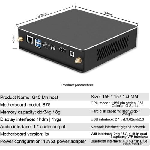 Abs G-45 Black Mini Host Full Cooper Turbo Cooler Mini Host RTL8XXX Gigabit Ethernet 2.4G/5G AC(AX) WiFi Bluetooth