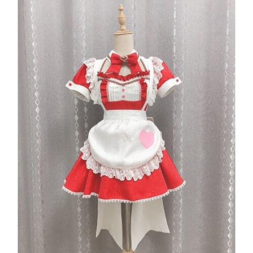 Anime Sword Art Online Yuuki Asuna Cosplay Costume Cute Red Maid Outfit Full Set Role Play Clothing Custom-Make Any Size