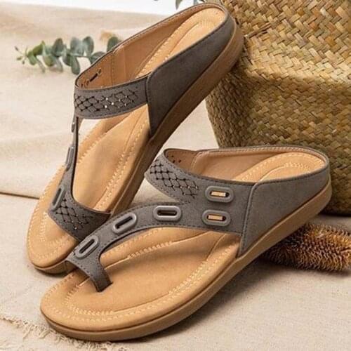 Women Sandals Premium Orthopedic WomenS Shoes Flat Slipper Vintage Anti-Slip Sandals Women Flip Flops Ladies Shoes Plus Size 43