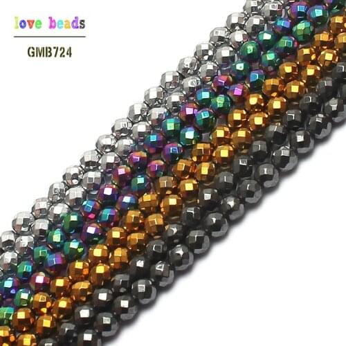3mm Natural Faceted Hematite Stone Beads For Jewelry Making 4 colors Round Spacer Beads Diy Jewelry
