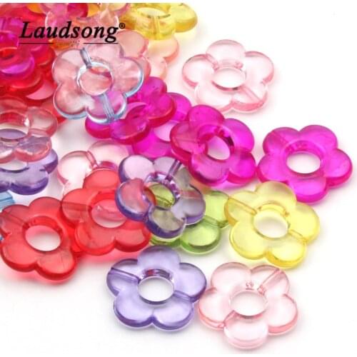 30PCS 19MM Mixed Color Acrylic Material Flower Shape Beads For Making Childrens Toy Jewelry Accessories DIY Beading