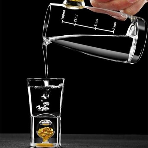 Household high-grade 24K gold foil cup bullet Cup crystal wine cup white wine cup golden clear vodka small wine cup