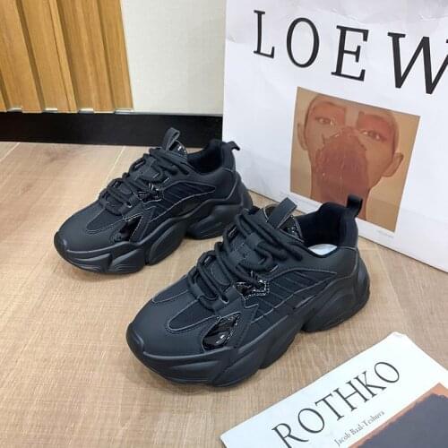 Sneakers Women Chunky 2020 Winter Fashion Flat Platform Shoes BLACK BEIGE Women Casual Trainer Shoe Zapatillas Chunky Mujer