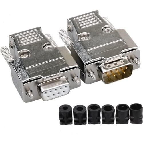 DB9 Metal Connector Female/Male Adapter Series Connector D-Sub Plug COM Gold-Plated Copper Contactors 9 Pin 2Row Port Socket