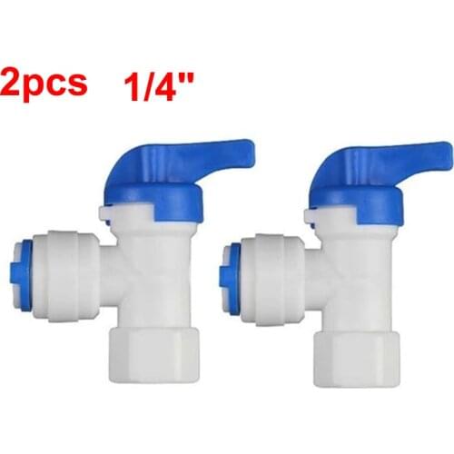 2 pcs Water Filter Parts 1/4" Tank Ball Valve for Tube Quick Connect Switch Water Purifier RO Reverse Osmosis System