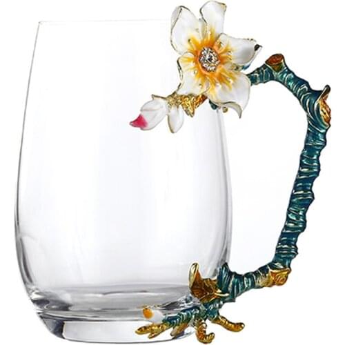 Enamel Color Scented Tea Juice Cup Heat-resisting Crystal Glass Originality Cup for Coffee milk glass Mothers Gift