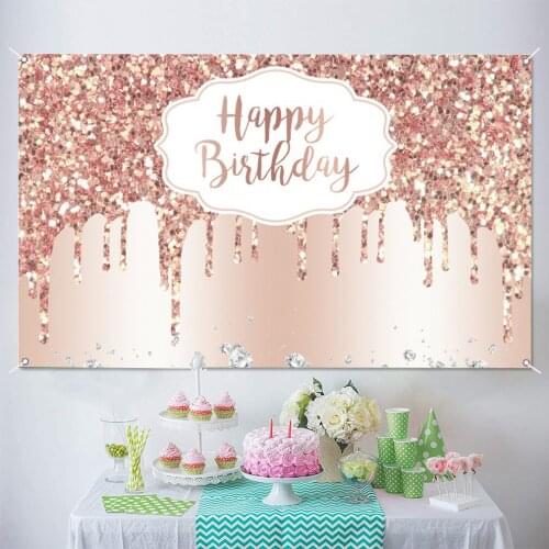 Happy Birthday Backdrop for Women Happy 20 30 40 50 60 Years Old Birthday Party Background Shining Glitter Purple Party Banner