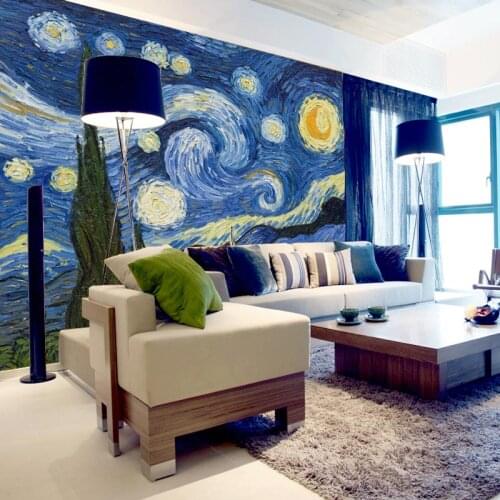 Custom Photo Wallpaper Classic Abstract Starry Sky Oil Painting 3D Wall Mural Restaurant Gallery Living Room 3D Landscape Fresco