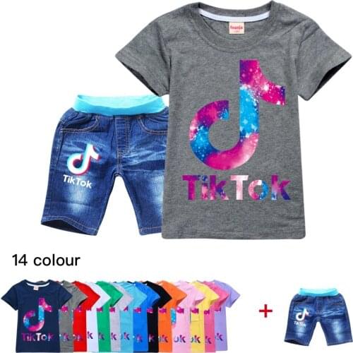 New Arrival Summer Girls Fashion Clothes Set 2 Pieces Suit Letter T-Shirt + Denim Shorts Kids Sets Teen Clothes 2-16Years