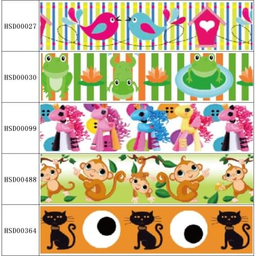 HSDCraft Free shipping 25MM 38MM 75MM Heat Transfer Printed Grosgrain ribbon for diy hair bow