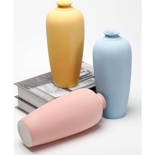 Nordic Style Ceramic Vase Ornaments Flower Arrangement Dried Flower Creative Art Home Living Room Vase Decoration Desktop Decor