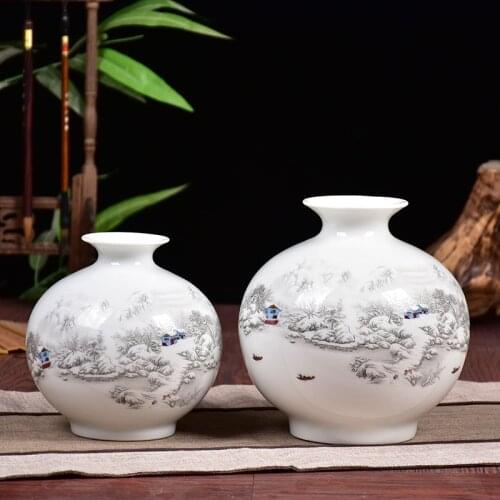 Chinese Jingdezhen Ceramic Pomegranate Vase Office Store Hotel Adornments Decoration Home Livingroom Desktop Furnishing Crafts