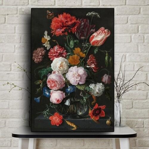 Classical Flowers In A Glass Vase Canvas Paintings on The Wall Nordic Flowers Still Life Wall Pictures for Home Room Cuadros