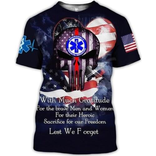 LIASOSO Graphic T-shirts Emergency Medical Technician EMT EMS Paramedic personalizer name Unisex 3D Print t shirts