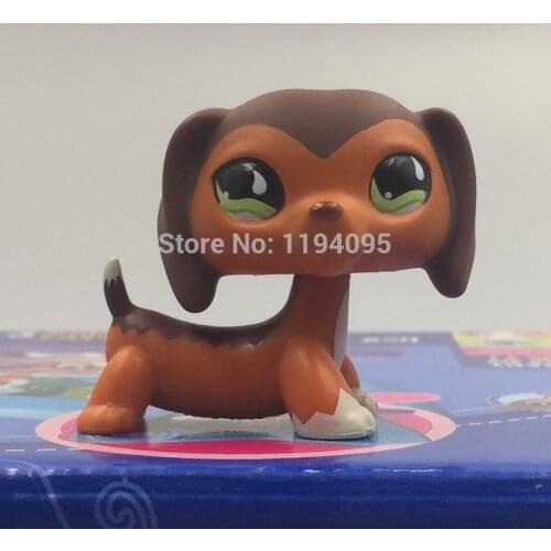 Lps cat pet shop toys Dachshund Dog #675 Brown Puppy Blue Eyes Animal kids Gift