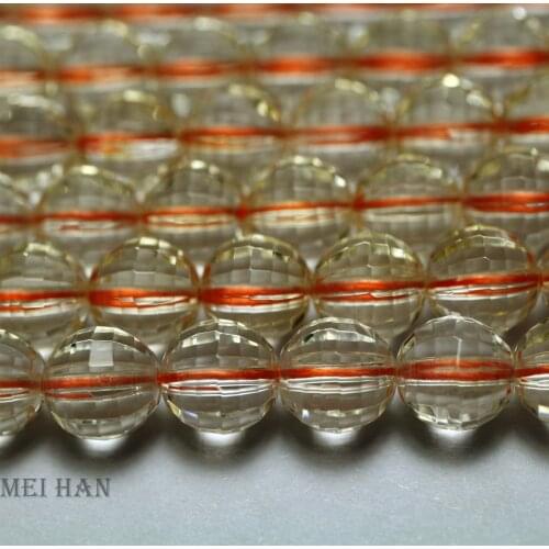 Meihan Natural Citrinee faceted 6.5 mm Yellow quartz round loose beads for jewelry DIY bracelet & necklace