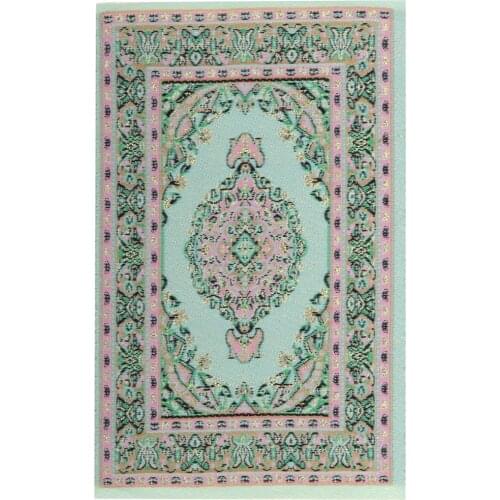 1/12 Dollhouse Miniature Rug Turkish Style Carpet Floor Covering Green Area Rug
