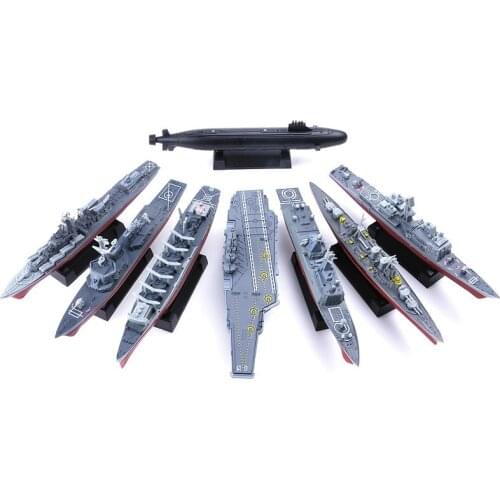 4D Assembled Battleship DIY Models Toys Aircraft Carrier Submarine Warship Ship 8pcs/lot