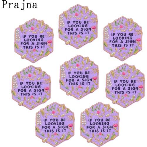 Prajna 10PCS Letter Patches Iron On Patches for Clothing Cartoon Letter Embroidered Badges Stripe On Jacket Sticker Clothing DIY