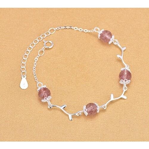 Real Silver Color Crystal Beads Charm Bracelets Fine Jewelry
