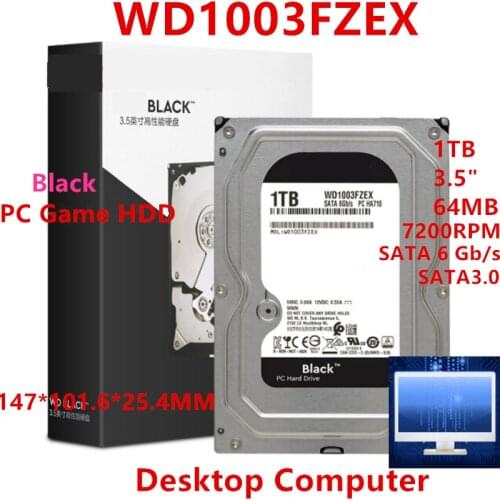 New HDD For WD Brand Black 1TB 3.5" SATA 6 Gb/s 64MB 7200RPM For Internal Hard Disk For Desktop Game Hard Drive For WD1003FZEX