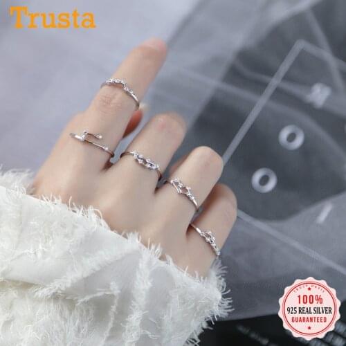 Trustdavis 2019 Women 12 Constellation CZ Opening Fashion Jewelry Pure 100% 925 Sterling Silver Finger Rings Best Gift DA348