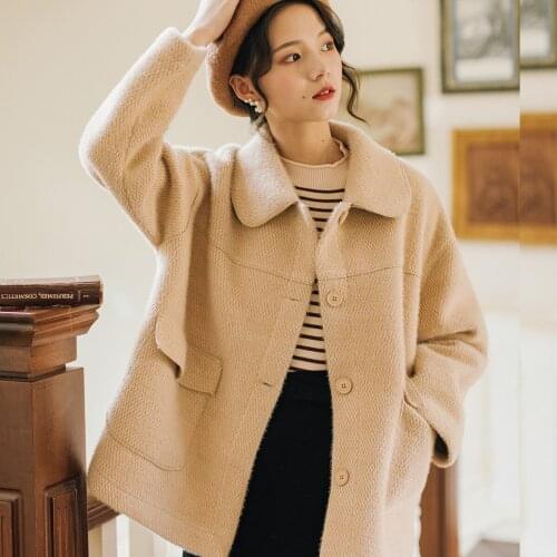 2020 new fashion womens clothing Full Turn-down Collar wool coat women