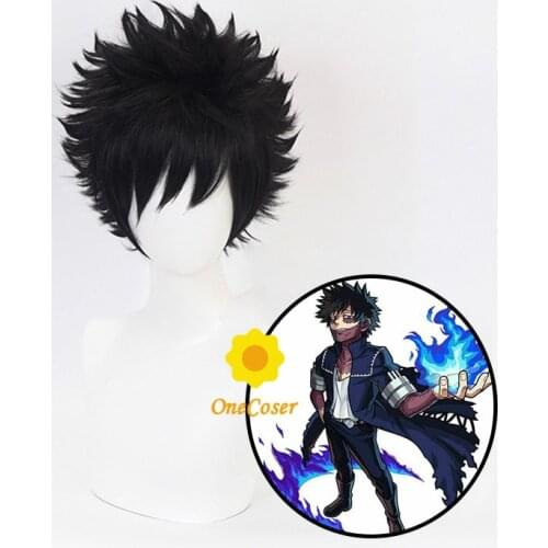 Anime My Hero Academia Dabi Cosplay Short Black Wig Boku no Hero Academia Heat-resistant Fiber Hair + Wig Cap Party Men