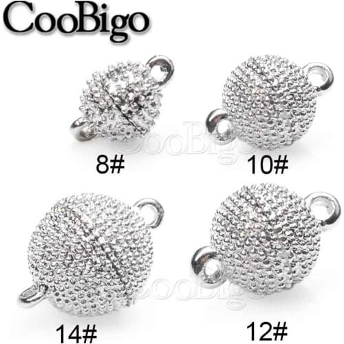 5 Sets Trendy Strong Magnetic Clasps Round Rhodium Jewelry Findings DIY Necklace Bracelet Women Gifts Accessories 8mm~14mm