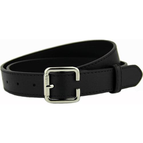 New Summer Solid Color Pu Leather Square Buckle Brief Thin Strap Belt Women Fashion Tide All-match Belts HOT Black Jeans Student