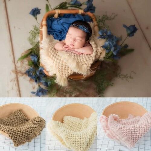 Handmade Acrylic Hand Knitting Soft Newborn Photography Props Blanket Chunky Bump Blankets Baby Basket Filler Photo Props