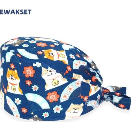 Dog pattern mens Scrubs hat Wholesale Fashion Breathable Scrub Cap Unisex Outdoors Nursing gorros quirofano mujer lab work cap
