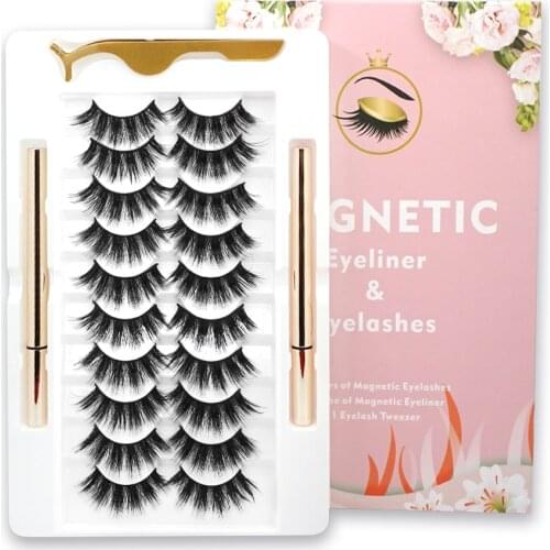 SheerBeauty 10 Pairs False Eyelash with Magic Self-Adhesive Liquid Eyeliner 3D Fake Lash Wholesale Drop Shipping Makeup Eyelash