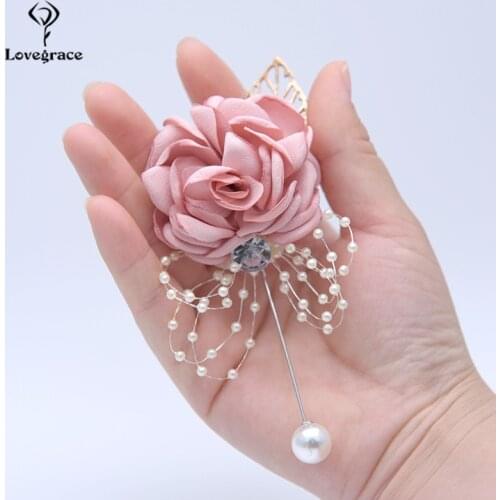 Silk Flower Wrist Corsage Bracelets for Bridesmaid Rhinestone Brooch Flower Corsage Wedding Men Boutonniere Marriage Accessories