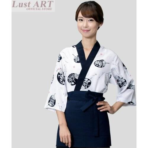 Food Service sushi chef uniform japanese restaurant uniforms new design coffee hotel restaurant waitress uniforms AA031