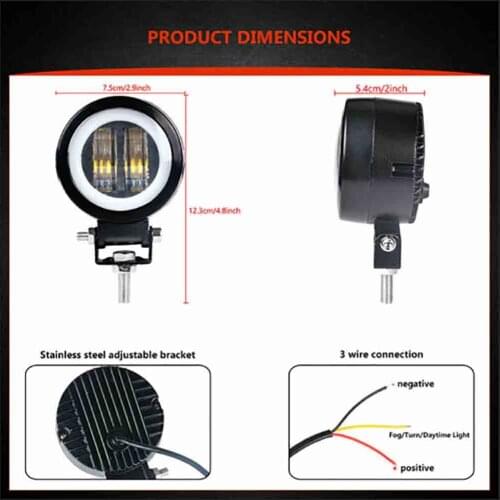 IP67 LED Work Light LED Light DC 10-30V Driving Fog Halo Offroad 3inch