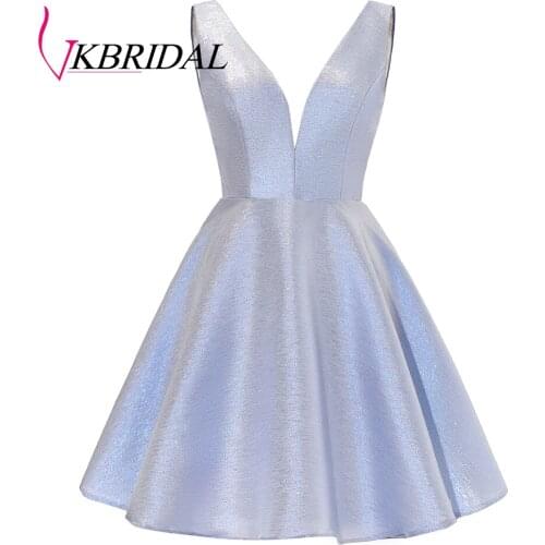 Vkbridal V-Neck Glitter Homecoming Dresses A-line Graduation 2020 Cocktail Party Gowns New Arrival Short Prom Gowns with Pocket