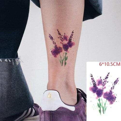 Waterproof Temporary Tattoo Sticker ins Purple lavender sexy flowers Body Art Flash Tattoo Fake Tattoo for Women Men
