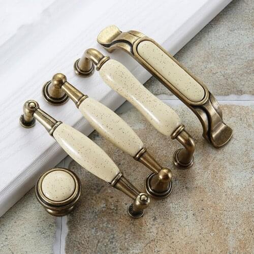 Yellow Marble Handle Garden Ceramic American Modern Cabinet Wardrobe Door Handles Cabinet Classical Handle Garden Knobs Pulls