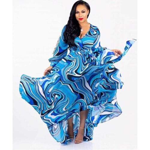 2021 Clothing New Popite WomenS Dress Beach Chiffon Flower Print European And American Fashion Skirt