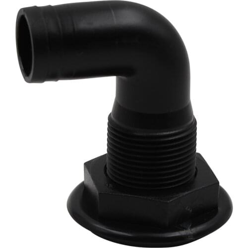 1'' Black Nylon Thru Hull Fitting Hose 90 Degree for Marine Boat