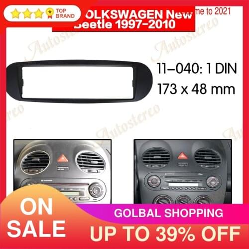 1 Din Black Car Radio Fascia for 1998+ Volkswagen Beetle Auto Stereo Trim Panel Dash Mount Kit Install Frame