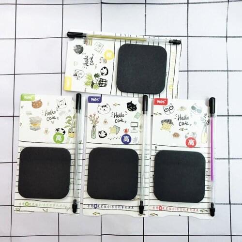 50 Sheets Black Sticky Notes with Fluorescent Pen Set Creative Office Stationery Self-Adhesive Note Pads