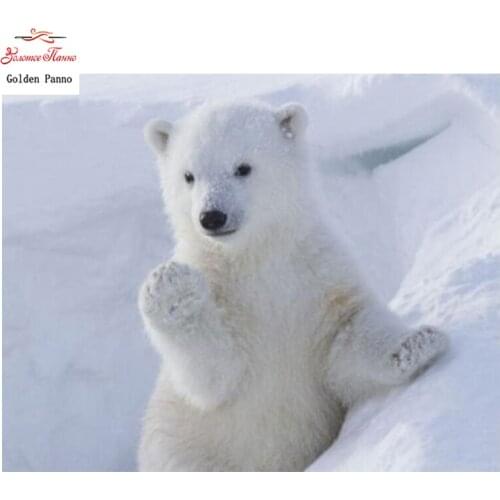 Golden panno,5D,diy diamond embroidery,Full,square,Diamond Painting,Cross Stitch,3D,diamond,Mosaic,christmas,Polar bear 0203